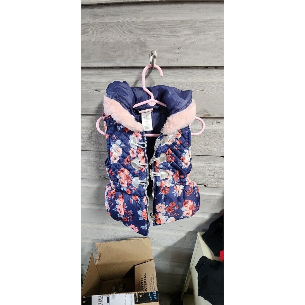 Little Lass 24 Months Vest Used Pink Blue Flower